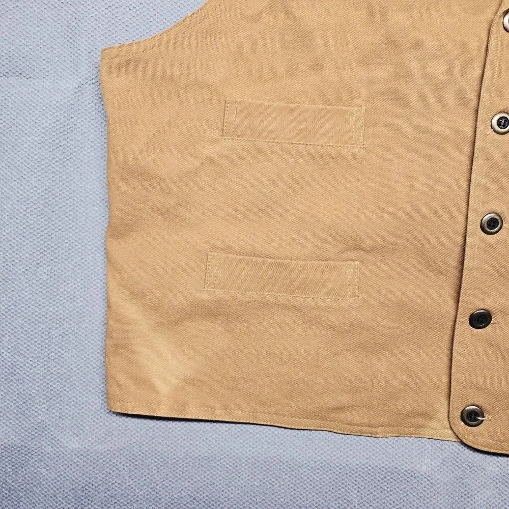 Frontier Classics Vest Mens 2XL Beige Cotton Waistcoat Belted Western Casual